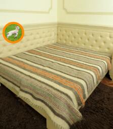 Handmade Wool Throw Blanket Orange Rustic Bed Coverlet, Queen Size