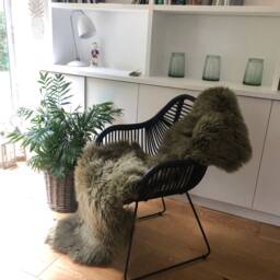 Green Sheepskin Rug, Genuine Sheepskin, Interior Design , Retro Accessories Fur Hygge Bed Throw, Chair Cover - thumbnail 3