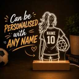 Personalised Girl Football Player Night Light - Custom Name & Number Led Lamp - thumbnail 2
