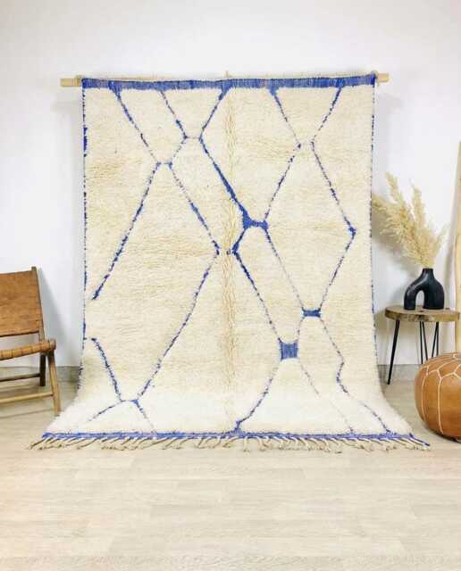 Blue Diamond Rug, Beni Ourain Moroccan Large Area Shag Geometric Wool Carpet, Handmade Tribal Lozenge Rug - image 1