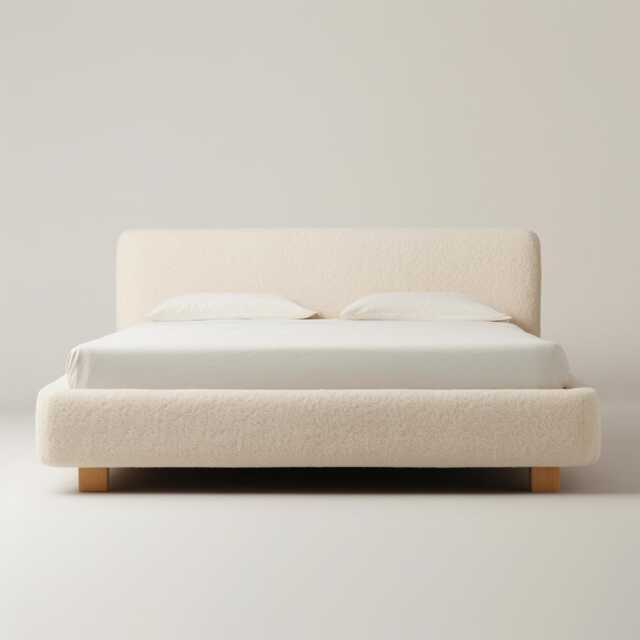 Boucl?? Upholstered Bed Frame Soft Modern Scandinavian Platform - image 1