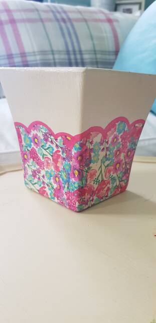 Hand Painted Floral Decoupage Flower Pot Shabby Chic Boho Decor - image 1