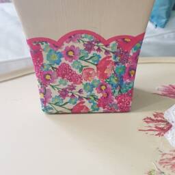 Hand Painted Floral Decoupage Flower Pot Shabby Chic Boho Decor - thumbnail 3