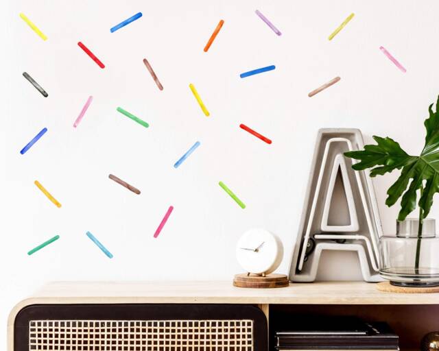 Watercolor Rainbow Sprinkle Wall Decals Playroom Nursery Decor - image 1