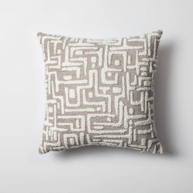 Tufted Mudcloth Pillow Cover Beige Geometric Design - 45x45 cm - image 1