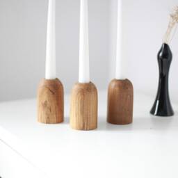 Handmade Beech Candlestick Set Of 3 Rustic Scandinavian Decor - thumbnail 3