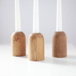 Handmade Beech Candlestick Set Of 3 Rustic Scandinavian Decor - thumbnail 4