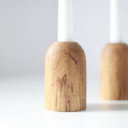 Handmade Beech Candlestick Set Of 3 Rustic Scandinavian Decor - thumbnail 2