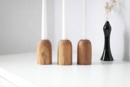 Handmade Beech Candlestick Set Of 3 Rustic Scandinavian Decor - thumbnail 1