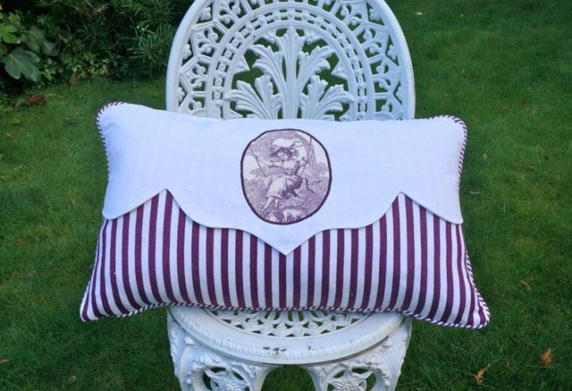 Toile De Jouy Trimmed Cushions With Matching Lampshades - image 1