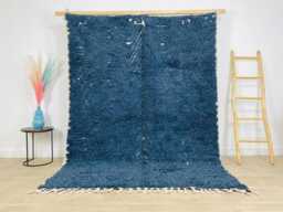 Blue White Chevron Moroccan Berber Rug, Large Area Shag Boho Living Room Decor, Hand Tufted Wool Carpet - thumbnail 1