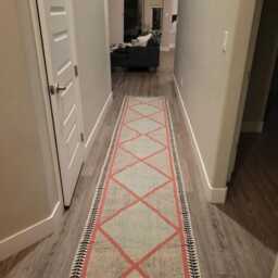 Blue Cotton Runner Rug, Hand Block Printed Indian Rug - thumbnail 1