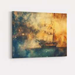 Vintage Tall Ship At Sea Dramatic Nautical Painting Canvas Wall Art Print Decor Picture Ready To Hang - thumbnail 4