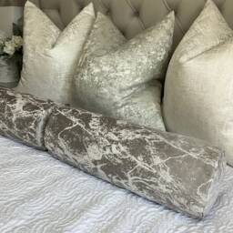 "Grey Silver Marble Bolster Cushion - 16"" X 6" - thumbnail 3