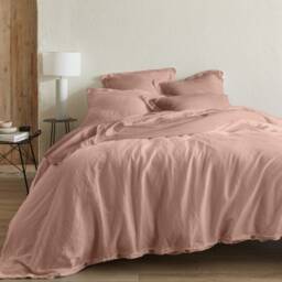 Powder Pink Organic Cotton & Hemp Bed Linen With Wooden Buttons