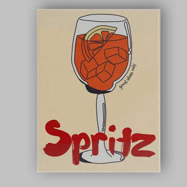 Minimalist Spritz Cocktail Glass Line Art Poster Canvas Wall Print Decor Picture Ready To Hang - image 1