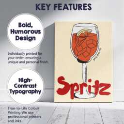 Minimalist Spritz Cocktail Glass Line Art Poster Canvas Wall Print Decor Picture Ready To Hang - thumbnail 2