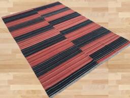Handwoven Kilim Rug, Black & Red Bohemian Style, 293x201 cm - thumbnail 1