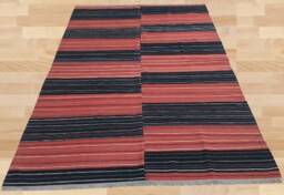 Handwoven Kilim Rug, Black & Red Bohemian Style, 293x201 cm - thumbnail 2