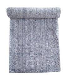 Handmade Indian Kantha Quilt, Cotton Bedspread, Queen Size - thumbnail 1
