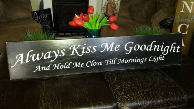 Always Kiss Me Goodnight Wood Sign Distressed Extra Large Rustic Bedroom Wall Hanging Primitive Decor Fixer Upper Anniversary Gift - image 1