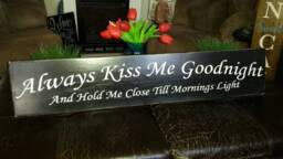 Always Kiss Me Goodnight Wood Sign Distressed Extra Large Rustic Bedroom Wall Hanging Primitive Decor Fixer Upper Anniversary Gift - thumbnail 1