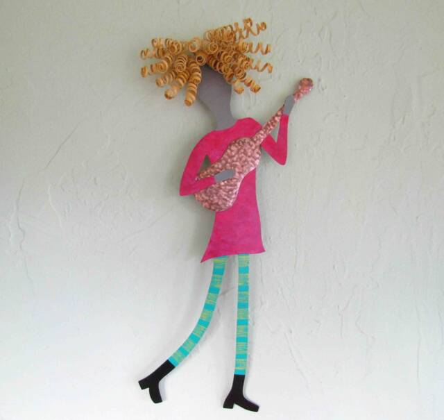 Upcycled Metal Guitarist Wall Art Recycled Musician Sculpture - image 1