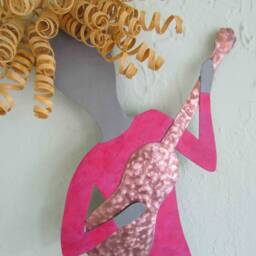 Upcycled Metal Guitarist Wall Art Recycled Musician Sculpture - thumbnail 2