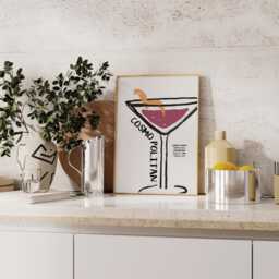 Cosmopolitan Whimsical Print - Cocktails - Cocktail Prints, Kitchen Poster, Drinks, Cosmo, Funky, Wall Art, Margarita, Summer, Gin, Pink - thumbnail 3