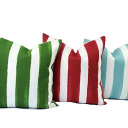 One Striped Outdoor Pillow Cover, Cushion, Decorative Throw Pillow, Light Blue Accent Aqua Blue - thumbnail 2