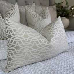 Geometric Lumbar Cushion Cover, Luxury Pillow Designer Cover Sofa Bed , Champagne Prestigious Textiles Karma