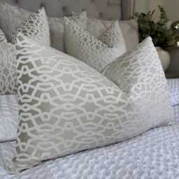 Geometric Lumbar Cushion Cover, Luxury Pillow Designer Cover Sofa Bed , Champagne Prestigious Textiles Karma - thumbnail 4