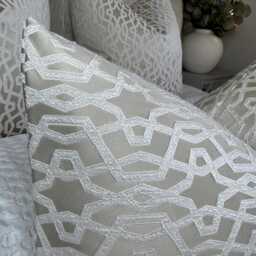 Geometric Lumbar Cushion Cover, Luxury Pillow Designer Cover Sofa Bed , Champagne Prestigious Textiles Karma - thumbnail 3