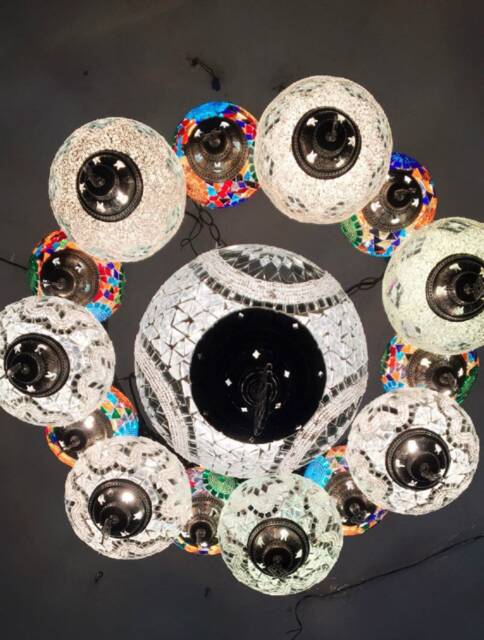 Mosaic Lamp, Chandelier Lighting, Mosaic Lighting, Colorful Lighting, Foyer Lamp, Moroccan Light, Moroccan Lighting, Turkish Light - image 1