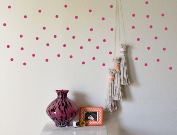2'' Polka Dots Decals, 100 Stickers, Pink Wall Dots, Removable Wallpaper, Envelope Seal, Nursery Decor, Metallic Decal, Circle - image 1