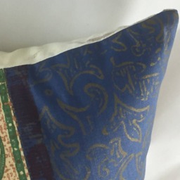Floral Print Cotton Sateen Cushion Cover, Taupe, Yellow & Blue, 22x20 - thumbnail 2