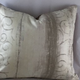 Floral Print Cotton Sateen Cushion Cover, Taupe, Yellow & Blue, 22x20 - thumbnail 3