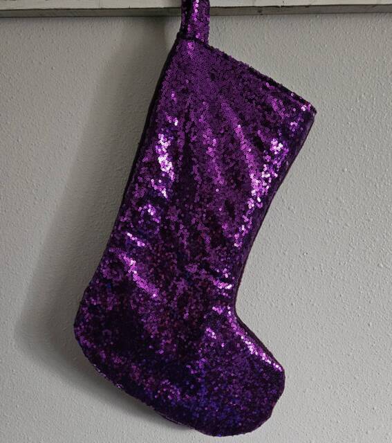 Purple Sequin Christmas Stocking Shiny Purple - image 1