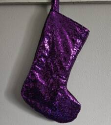 Purple Sequin Christmas Stocking Shiny Purple