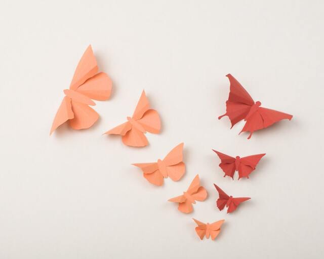 3D Wall Butterflies Butterfly Art For Nursery, Wedding Or Home Decor in Coral & Terracotta - image 1