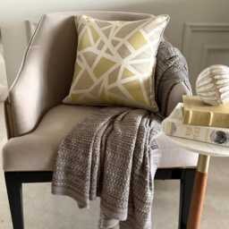 Abstract Pattern, Yellow Jacquard Art Silk, 24x24/26x26 Contemporary Euro Sham - Tangled Trellis - thumbnail 2