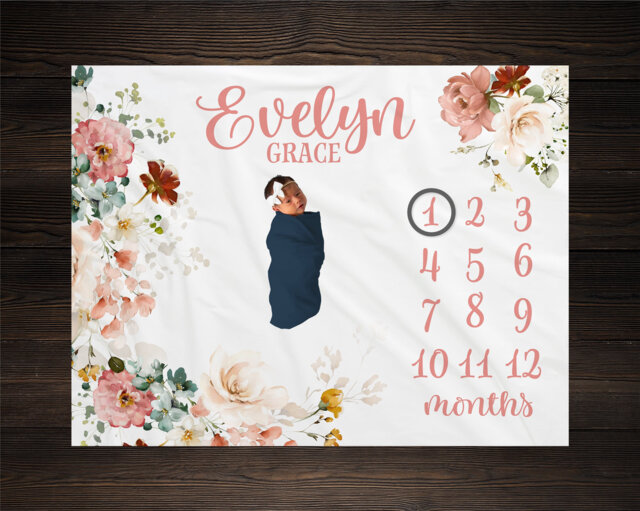 Wild Flower Milestone Blanket, Baby Shower Gift, Keepsake Girl Wildflower Gm02 - image 1