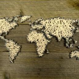World Map Wall Decal - String Art Reclaimed Wood Gifts For Travellers Office Decor Living Room - thumbnail 2