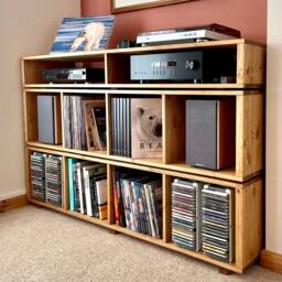 3 Tier Record Player Unit, Media Tv Stand, Vinyl Storage Unit - thumbnail 2