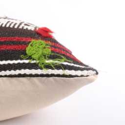 Vintage Turkish Kilim Pillow Cover Handwoven Wool Cushion - 16x16 - thumbnail 4