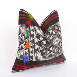 Vintage Turkish Kilim Pillow Cover Handwoven Wool Cushion - 16x16 - thumbnail 3