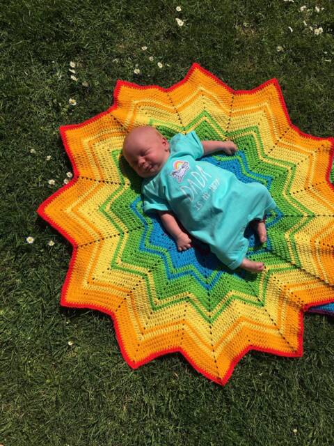 Rainbow Round Ripple Crochet Baby Blanket - image 1