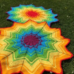 Rainbow Round Ripple Crochet Baby Blanket - thumbnail 3