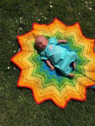 Rainbow Round Ripple Crochet Baby Blanket - thumbnail 1