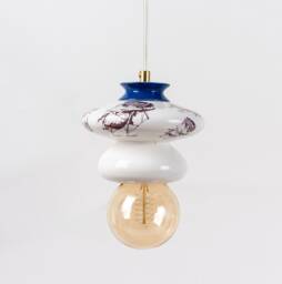 Handmade Ceramic Pendant Lamp Artistic Clay Light With Prints